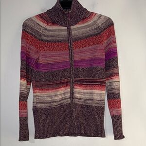 Eddie Bauer Red and Purple Full Zip Cardigan Sweater
